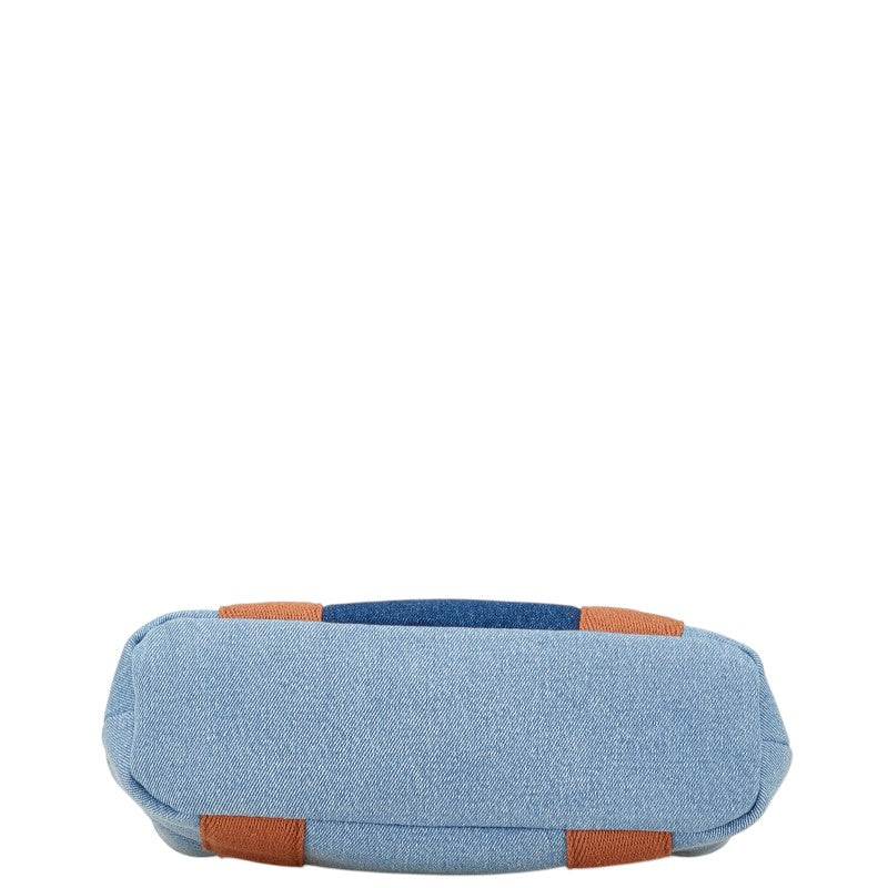 クロエ キッズ ロゴ デニム ハンドバッグ ショルダーバッグ ブルー ブラウン コットン レディース Chloe 【中古】