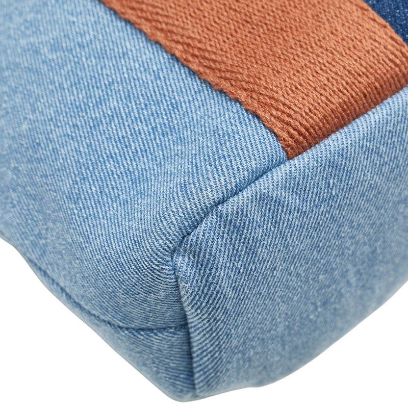 クロエ キッズ ロゴ デニム ハンドバッグ ショルダーバッグ ブルー ブラウン コットン レディース Chloe 【中古】