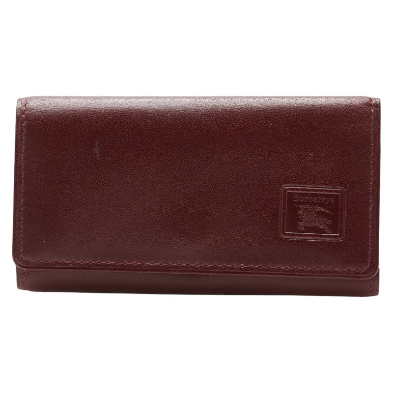 バーバリー ノバチェック キーケース 3連 ワインレッド ボルドー レザー レディース BURBERRY 【中古】