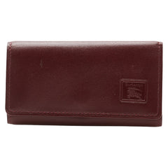 バーバリー ノバチェック キーケース 3連 ワインレッド ボルドー レザー レディース BURBERRY 【中古】