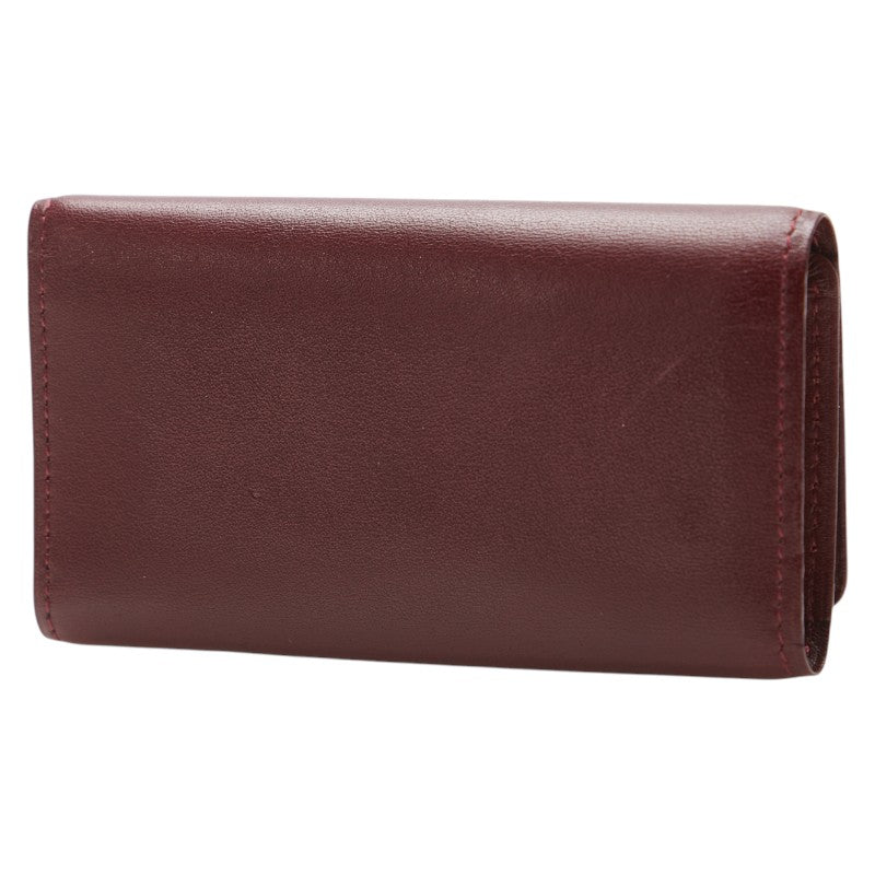 バーバリー ノバチェック キーケース 3連 ワインレッド ボルドー レザー レディース BURBERRY 【中古】