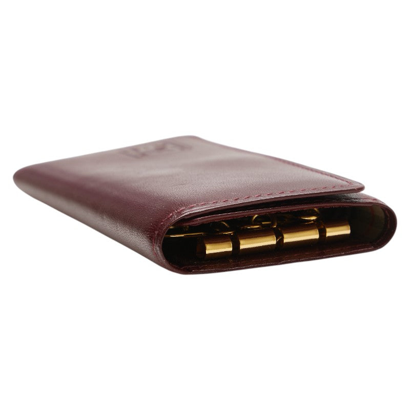 バーバリー ノバチェック キーケース 3連 ワインレッド ボルドー レザー レディース BURBERRY 【中古】