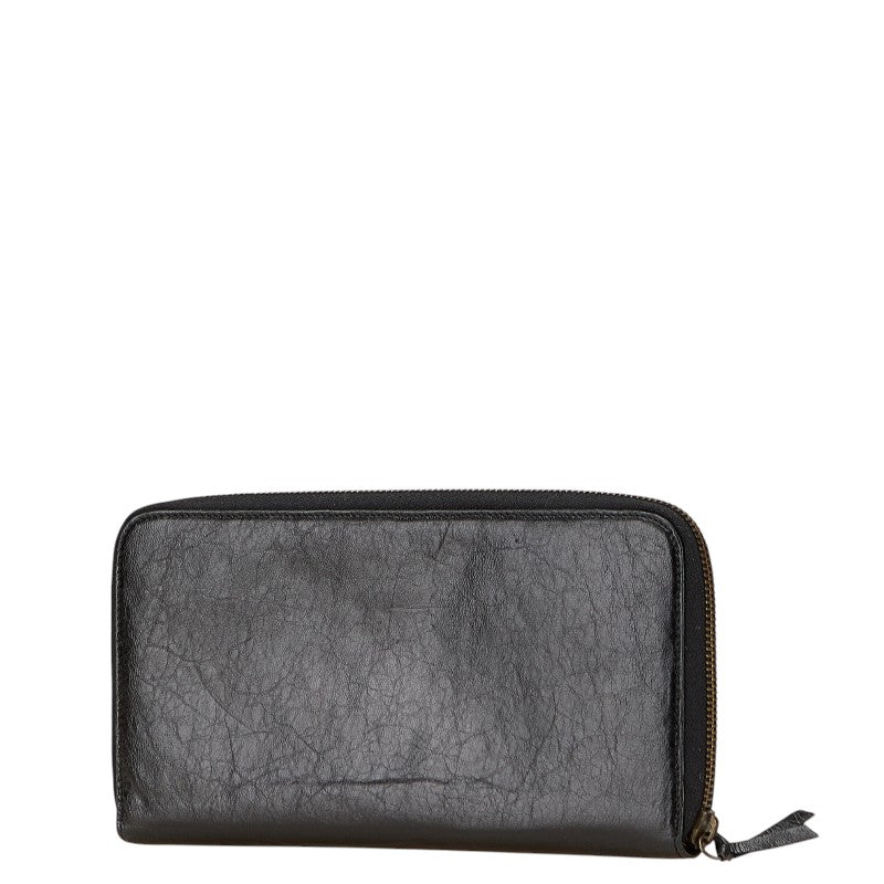 バレンシアガ クラシックコンチネンタル ラウンドファスナー 長財布 130788 ブラック レザー メンズ BALENCIAGA 【中古】