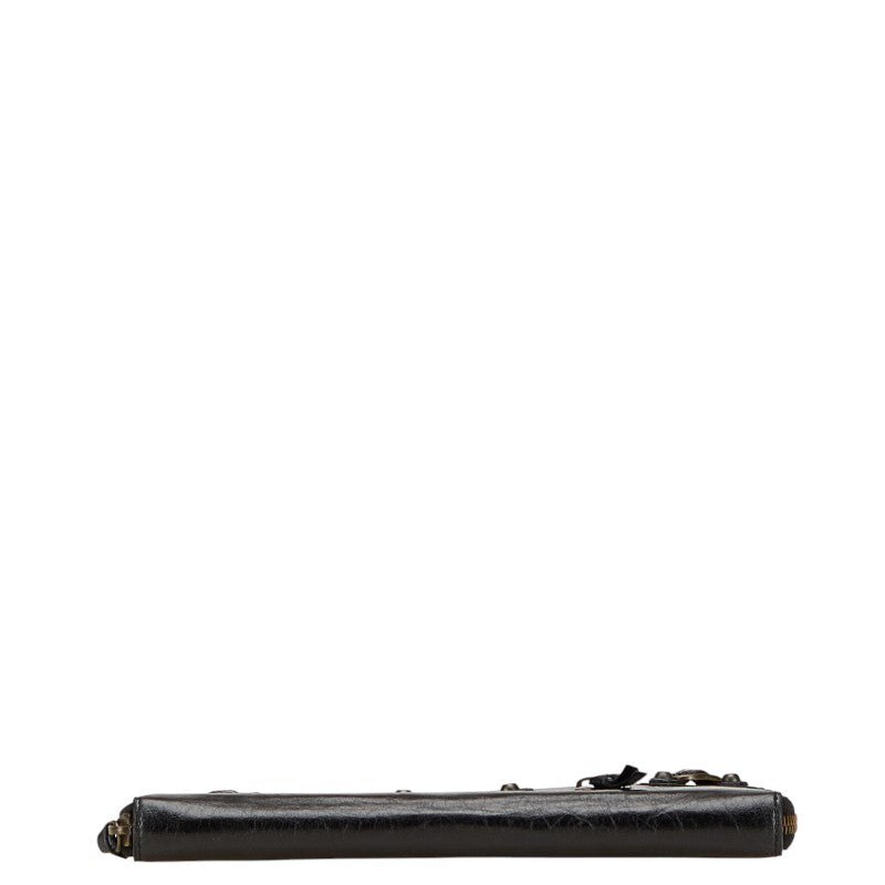 バレンシアガ クラシックコンチネンタル ラウンドファスナー 長財布 130788 ブラック レザー メンズ BALENCIAGA 【中古】
