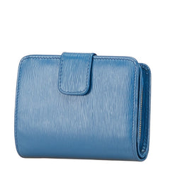 プラダ 三角ロゴプレート L字 二つ折り財布 ブルー サフィアーノレザー レディース PRADA 【中古】