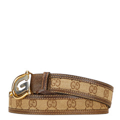 グッチ オールドグッチ ベルト ブラウン ベージュ レザー キャンバス レディース GUCCI 【中古】