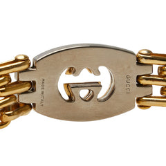 グッチ インターロッキングG チェーン ベルト サイズ：70 28 ゴールド シルバー メッキ メタル レディース GUCCI 【中古】