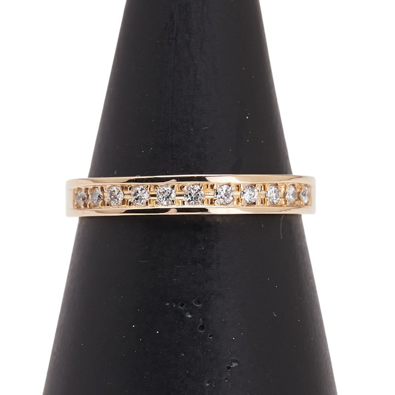 K18YG イエローゴールド ダイヤ0.12ct 一文字 リング 指輪 レディース 11.5号 【中古】