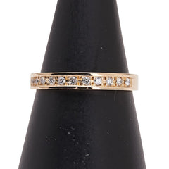 K18YG イエローゴールド ダイヤ0.12ct 一文字 リング 指輪 レディース 11.5号 【中古】