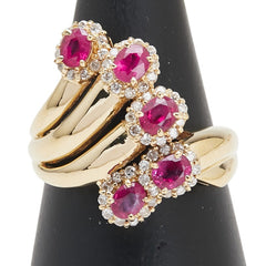 K18YG イエローゴールド ルビー1.40ct ダイヤ0.31ct リング 指輪 レディース 16号 【中古】