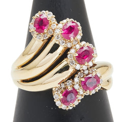 K18YG イエローゴールド ルビー1.40ct ダイヤ0.31ct リング 指輪 レディース 16号 【中古】