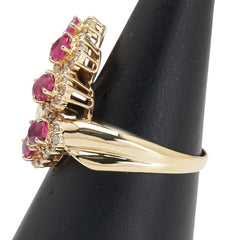 K18YG イエローゴールド ルビー1.40ct ダイヤ0.31ct リング 指輪 レディース 16号 【中古】