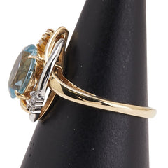 K18YG イエローゴールド Pt900 プラチナ コンビ アクアマリン1.06ct ダイヤ0.08ct リング 指輪 レディース 11号 【中古】