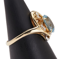 K18YG イエローゴールド Pt900 プラチナ コンビ アクアマリン1.06ct ダイヤ0.08ct リング 指輪 レディース 11号 【中古】