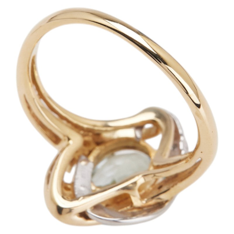 K18YG イエローゴールド Pt900 プラチナ コンビ アクアマリン1.06ct ダイヤ0.08ct リング 指輪 レディース 11号 【中古】