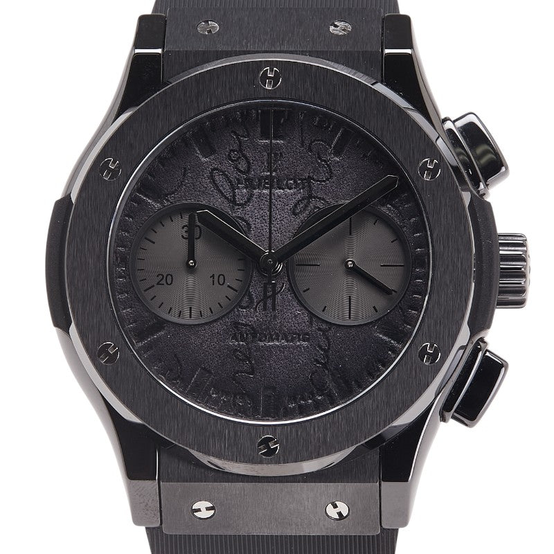 ウブロ × ベルルッティ BERLUTI クラシックフュージョン スクリット 腕時計 521.CM.0500.VR.BER17 自動巻き ブラック文字盤 セラミック ラバー メンズ HUBLOT 【中古】