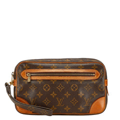 ルイ ヴィトン モノグラム マルリードラゴンヌGM セカンドバッグ M51825 ブラウン PVC レザー レディース LOUIS VUITTON 【中古】