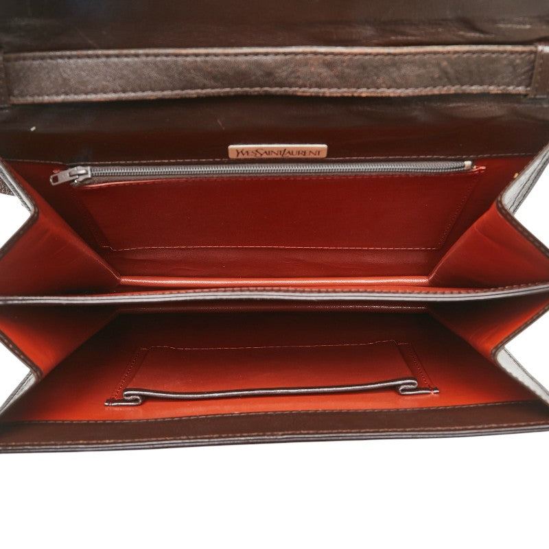 サンローラン Yステッチ ショルダーバッグ ブラウン レザー レディース SAINT LAURENT 【中古】