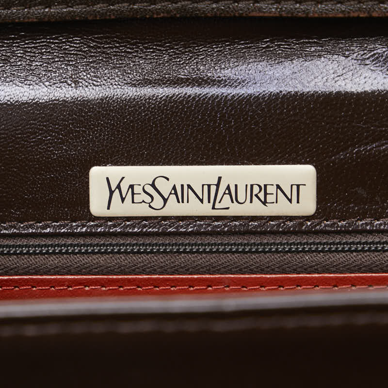 サンローラン Yステッチ ショルダーバッグ ブラウン レザー レディース SAINT LAURENT 【中古】