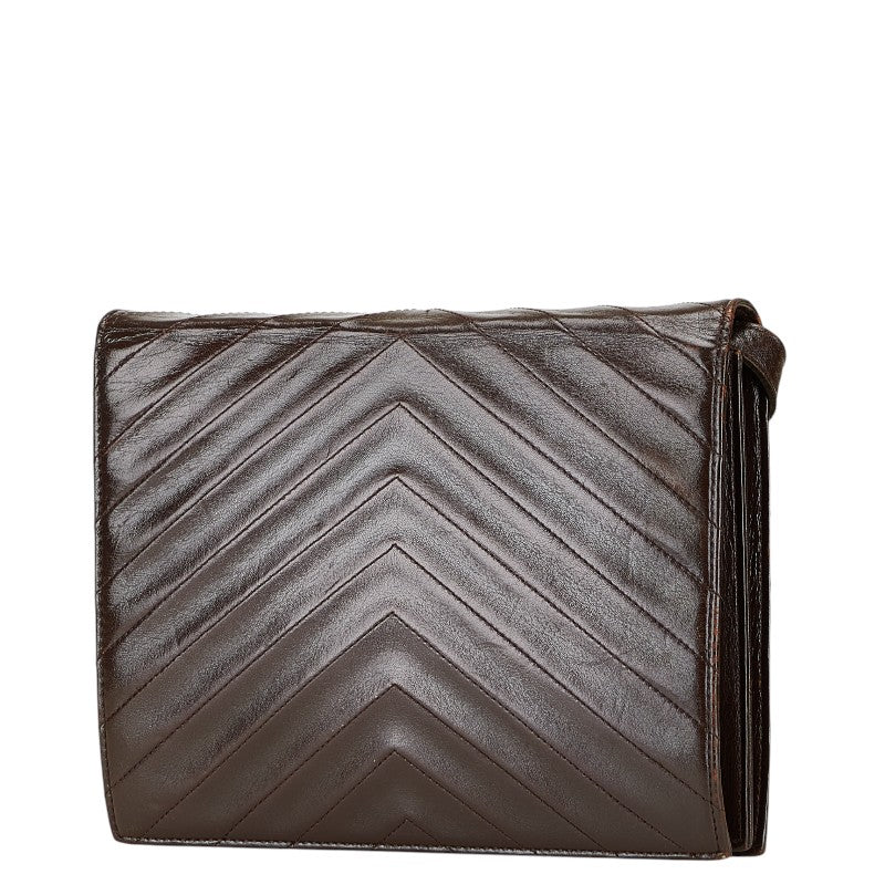 サンローラン Yステッチ ショルダーバッグ ブラウン レザー レディース SAINT LAURENT 【中古】