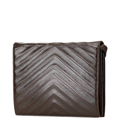 サンローラン Yステッチ ショルダーバッグ ブラウン レザー レディース SAINT LAURENT 【中古】