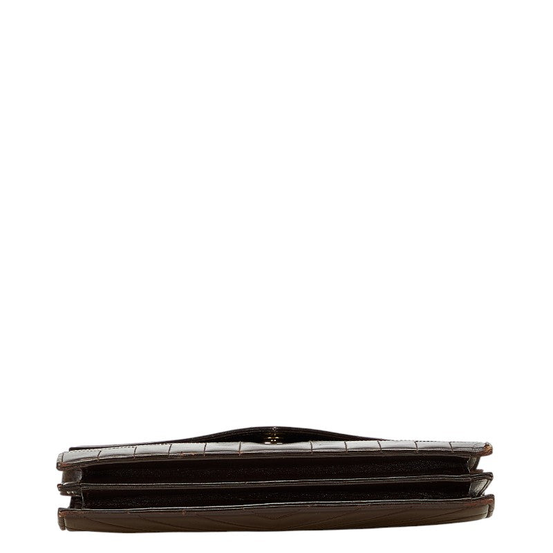 サンローラン Yステッチ ショルダーバッグ ブラウン レザー レディース SAINT LAURENT 【中古】