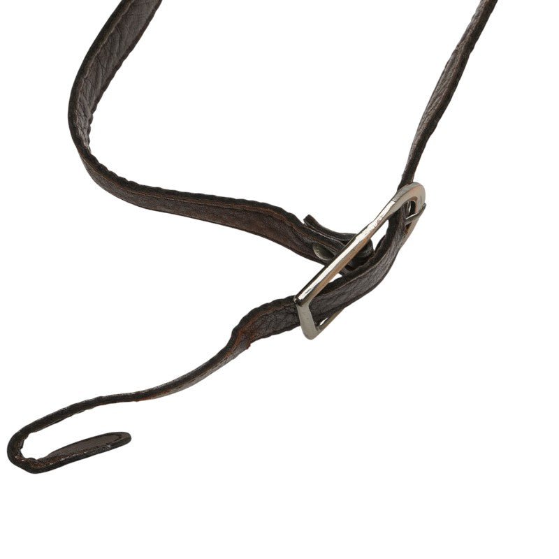 サンローラン Yステッチ ショルダーバッグ ブラウン レザー レディース SAINT LAURENT 【中古】