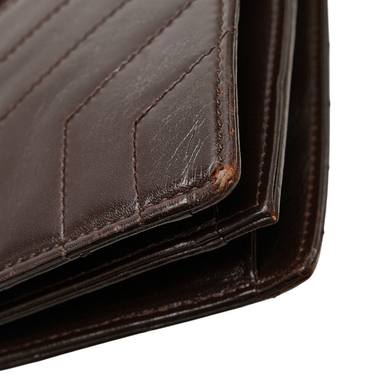 サンローラン Yステッチ ショルダーバッグ ブラウン レザー レディース SAINT LAURENT 【中古】