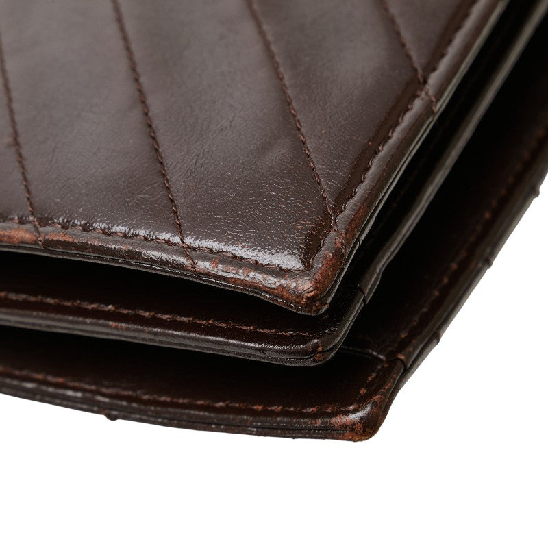 サンローラン Yステッチ ショルダーバッグ ブラウン レザー レディース SAINT LAURENT 【中古】