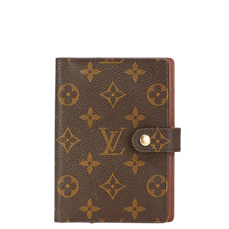 ルイ ヴィトン モノグラム アジェンダPM 手帳カバー R20005 ブラウン PVC レザー レディース LOUIS VUITTON 【中古】