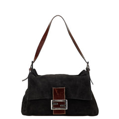 フェンディ マンマバケット ワンショルダーバッグ ハンドバッグ 26325 ブラック ブラウン スウェード レザー レディース FENDI 【中古】