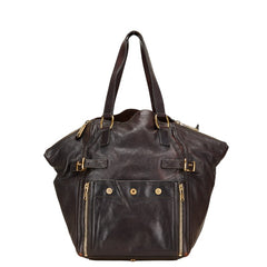 サンローラン リヴゴーシュ ダウンタウン トートバッグ 175884 ダークブラウン レザー レディース SAINT LAURENT 【中古】