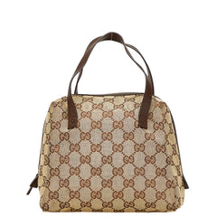 グッチ GGキャンバス ハンドバッグ 124542 ベージュ ブラウン キャンバス レザー レディース GUCCI 【中古】