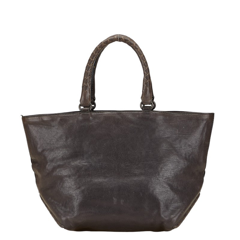 ボッテガヴェネタ イントレチャート ハンドバッグ トートバッグ ブラウン レザー レディース BOTTEGAVENETA 【中古】