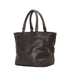 ボッテガヴェネタ イントレチャート ハンドバッグ トートバッグ ブラウン レザー レディース BOTTEGAVENETA 【中古】