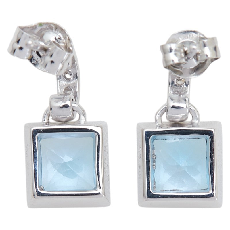 K18WG ホワイトゴールド ブルートパーズ2.56ct ダイヤ0.04ct ピアス レディース 【中古】