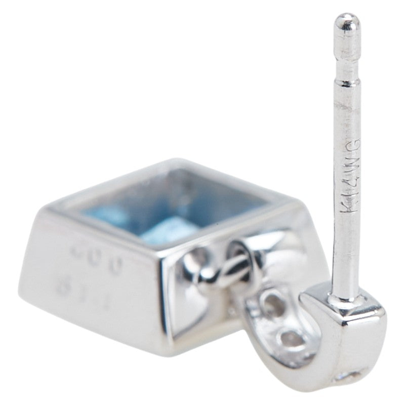 K18WG ホワイトゴールド ブルートパーズ2.56ct ダイヤ0.04ct ピアス レディース 【中古】