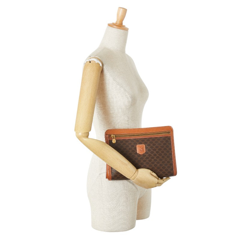 セリーヌ マカダム クラッチバッグ セカンドバッグ ブラウン PVC レザー レディース CELINE 【中古】