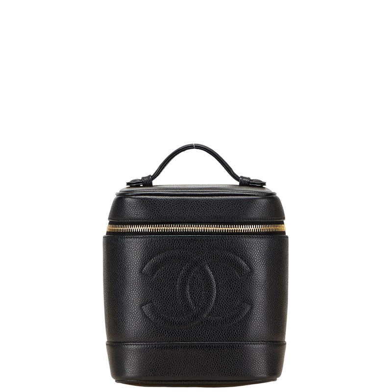 シャネル ココマーク バニティバッグ 化粧ポーチ ブラック キャビアスキン レディース CHANEL 【中古】