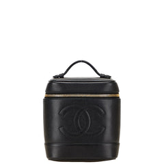 シャネル ココマーク バニティバッグ 化粧ポーチ ブラック キャビアスキン レディース CHANEL 【中古】