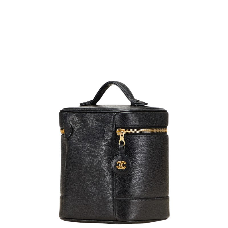 シャネル ココマーク バニティバッグ 化粧ポーチ ブラック キャビアスキン レディース CHANEL 【中古】
