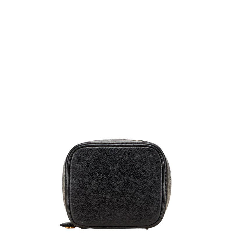 シャネル ココマーク バニティバッグ 化粧ポーチ ブラック キャビアスキン レディース CHANEL 【中古】