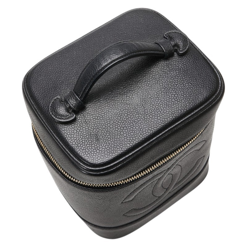 シャネル ココマーク バニティバッグ 化粧ポーチ ブラック キャビアスキン レディース CHANEL 【中古】