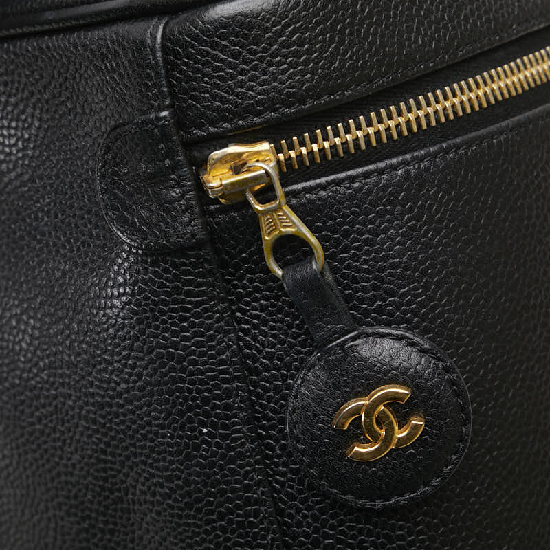 シャネル ココマーク バニティバッグ 化粧ポーチ ブラック キャビアスキン レディース CHANEL 【中古】