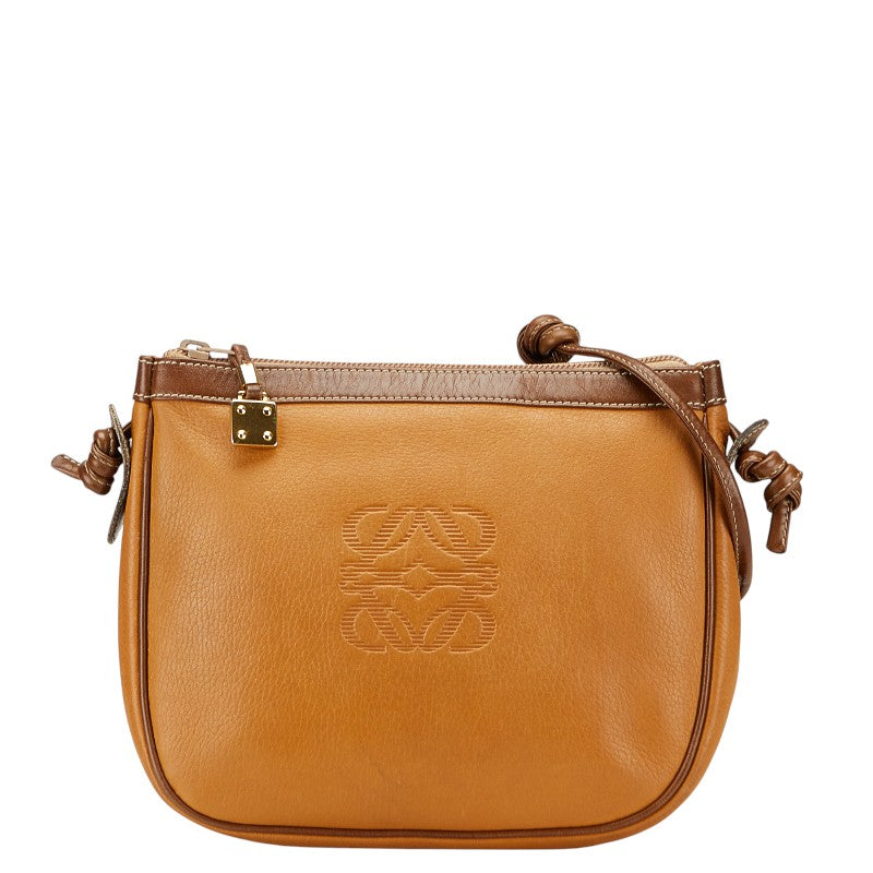 ロエベ アナグラム ショルダーバッグ ブラウン レザー レディース LOEWE 【中古】