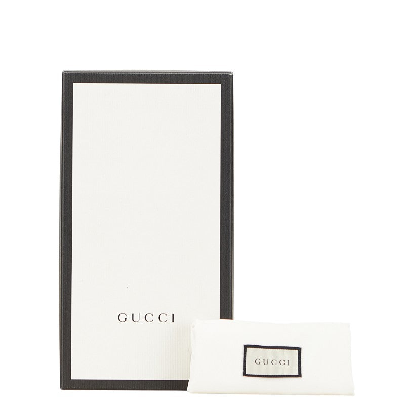 グッチ GGマーモント ハート キルティング ラウンドファスナー 長財布 443123 ホワイト ブラック レザー レディース GUCCI 【中古】