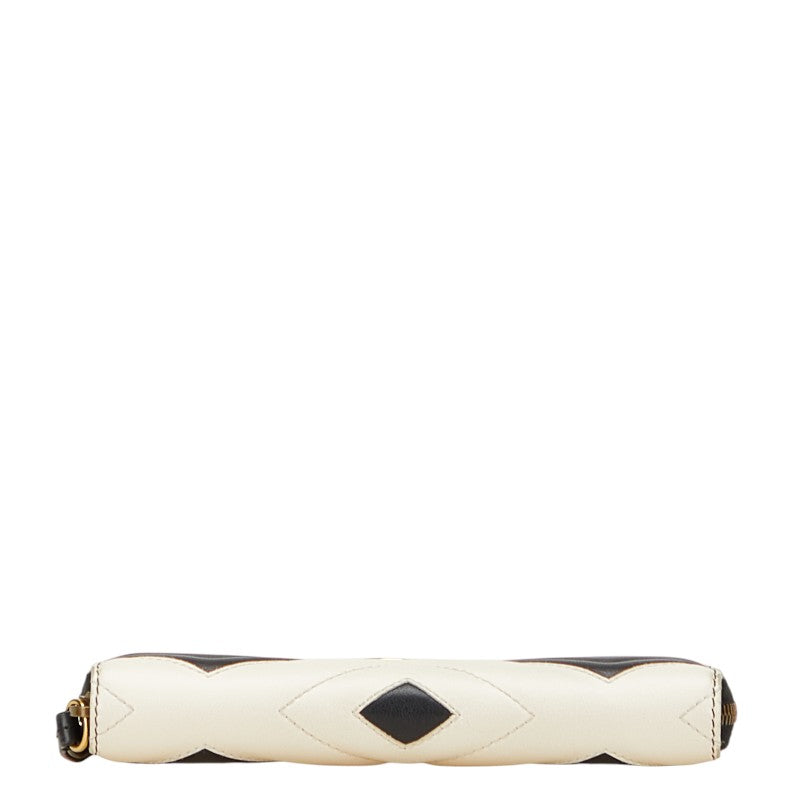 グッチ GGマーモント ハート キルティング ラウンドファスナー 長財布 443123 ホワイト ブラック レザー レディース GUCCI 【中古】
