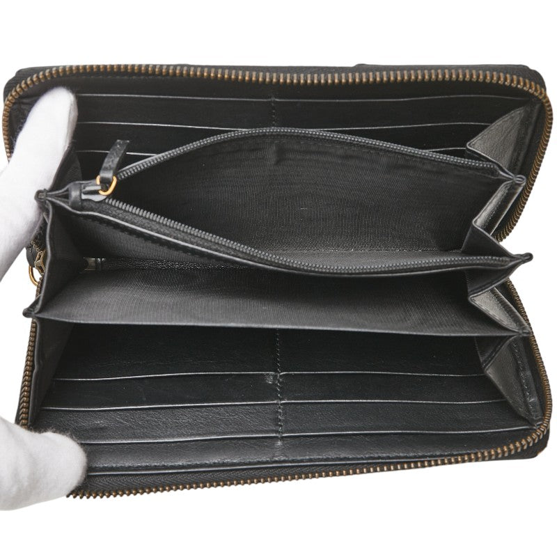 グッチ GGマーモント ハート キルティング ラウンドファスナー 長財布 443123 ホワイト ブラック レザー レディース GUCCI 【中古】