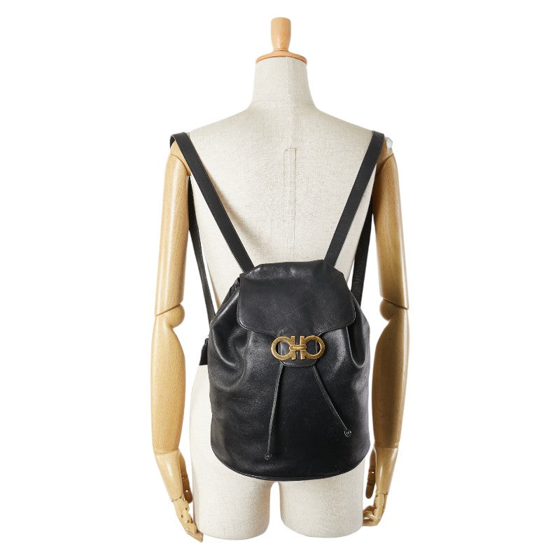 サルヴァトーレフェラガモ ガンチーニ リュック バックパック BV-216148 ブラック レザー レディース Salvatore Ferragamo 【中古】