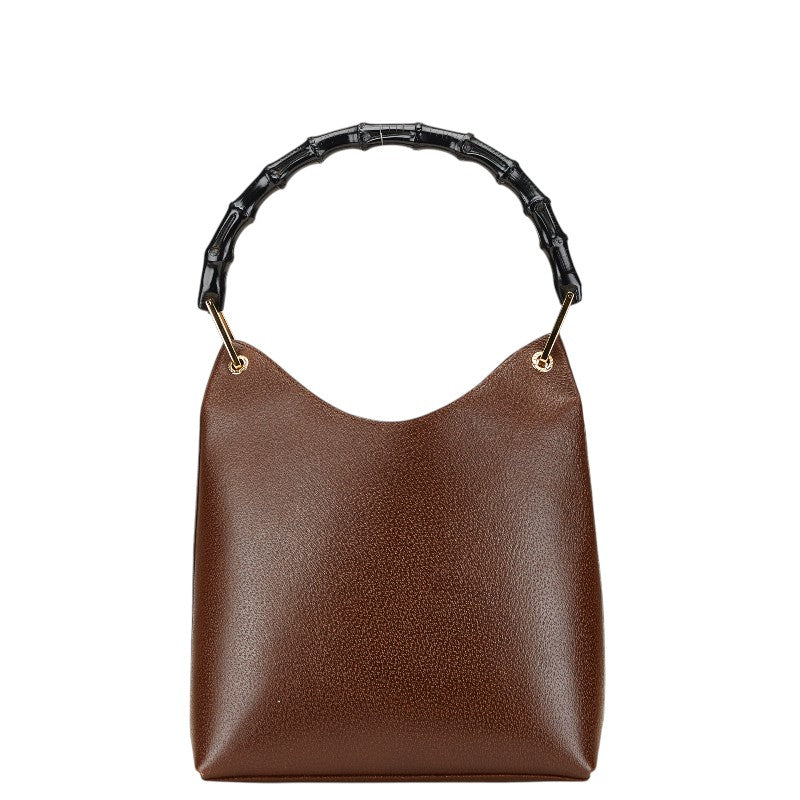グッチ バンブー ハンドバッグ 001 1880 ブラウン ブラック レザー レディース GUCCI 【中古】